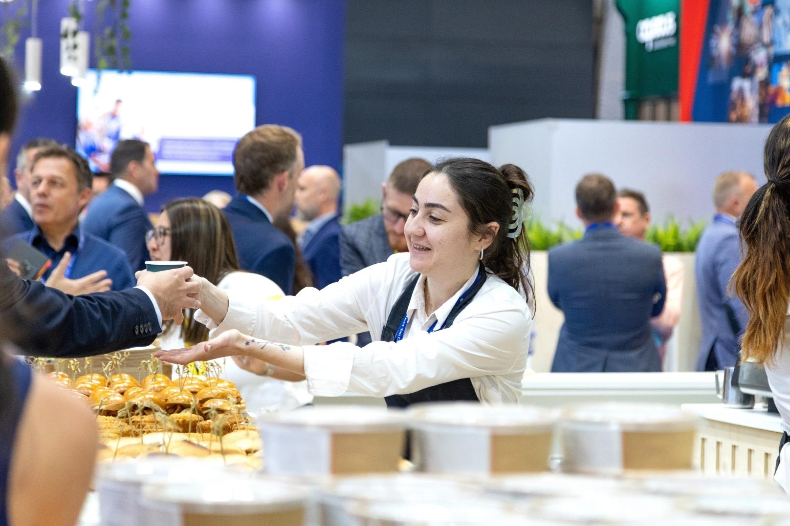 Barista preparing coffee at an event